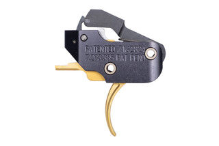 American Trigger AR Gold Fixed AR-15 Trigger with curved trigger shoe.